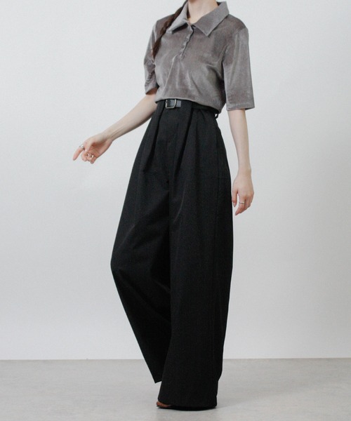 Social GIRL(ソーシャルガール)の「ハイウエストタックワイドパンツ スラックスパンツ(スラックス・レディース・ベージュ/オフホワイト/ブラック・M/L)」の11枚目の写真