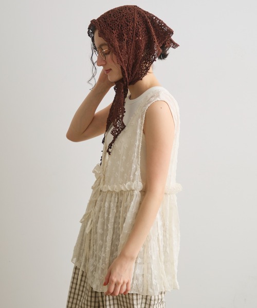 Crisp（クリスプ）の「2wayフリルギャザータンク（シャツ/ブラウス・レディース・アイボリー/ナチュラル・FREE）」の4枚目の写真