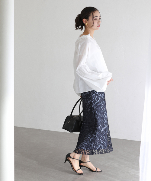 La TOTALITE（ラトータリテ）の「【洗える】ラティスレーススカート（スカート・レディース・バーガンディー/ネイビー・40/38/36）」の5枚目の写真