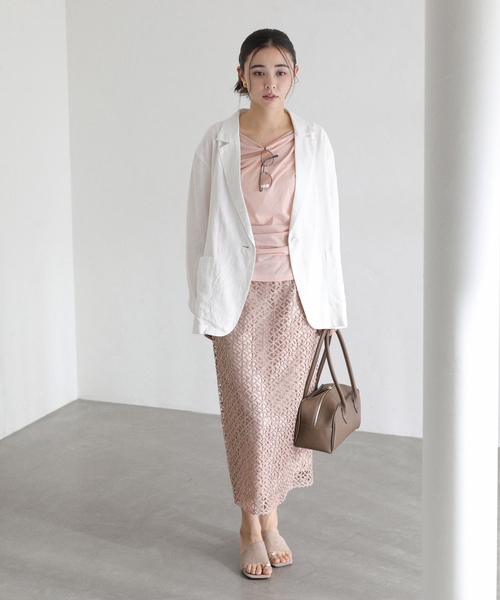 La TOTALITE（ラトータリテ）の「【洗える】ラティスレーススカート（スカート・レディース・バーガンディー/ネイビー・40/38/36）」の11枚目の写真