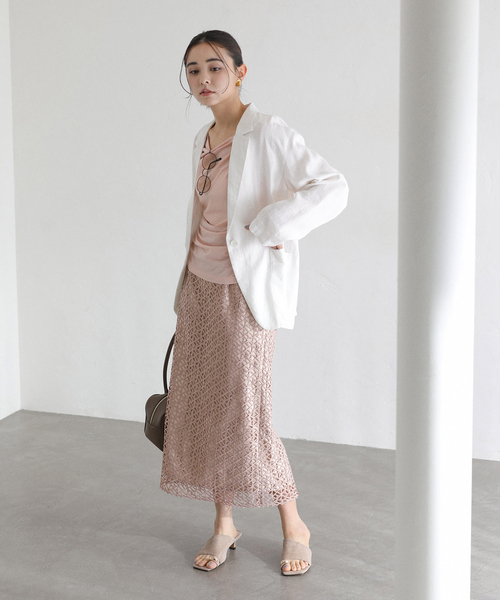 La TOTALITE（ラトータリテ）の「【洗える】ラティスレーススカート（スカート・レディース・バーガンディー/ネイビー・40/38/36）」の12枚目の写真