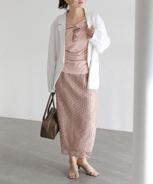 La TOTALITE（ラトータリテ）の「【洗える】ラティスレーススカート（スカート・レディース・バーガンディー/ネイビー・40/38/36）」の15枚目の写真