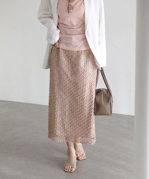 La TOTALITE（ラトータリテ）の「【洗える】ラティスレーススカート（スカート・レディース・バーガンディー/ネイビー・40/38/36）」の17枚目の写真