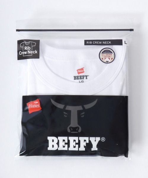 HANES(ヘインズ)の「Hanes/へインズ BEEFY/ビーフィー 無地 リブ クルーネック 半袖Tシャツ/1P パックT/レディース メンズ(Tシャツ/カットソー・メンズ・ネイビー/ホワイト/グレー/ブラック・S/M/XL/L)」の18枚目の写真