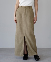 linen like front slit skirt / リネンライクフロントスリットスカート