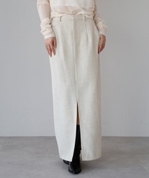 linen like front slit skirt / リネンライクフロントスリットスカート