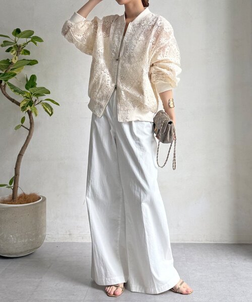 DouDou（ドゥドゥ）の「【WEB限定】チュールレースブルゾン（その他アウター・レディース・ブラック/アイボリー・FREE）」の5枚目の写真