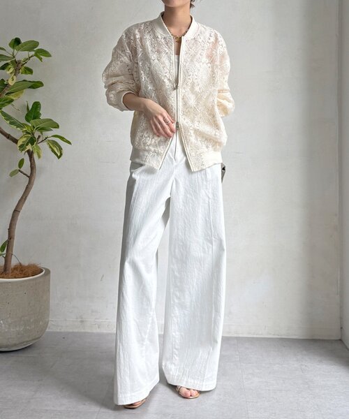 DouDou（ドゥドゥ）の「【WEB限定】チュールレースブルゾン（その他アウター・レディース・ブラック/アイボリー・FREE）」の6枚目の写真