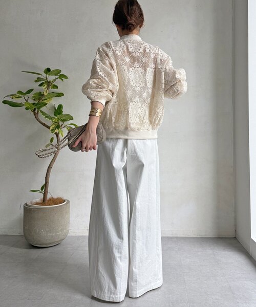 DouDou（ドゥドゥ）の「【WEB限定】チュールレースブルゾン（その他アウター・レディース・ブラック/アイボリー・FREE）」の7枚目の写真