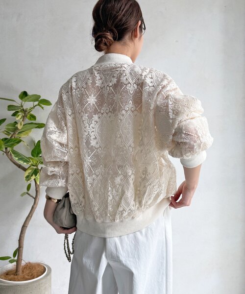 DouDou（ドゥドゥ）の「【WEB限定】チュールレースブルゾン（その他アウター・レディース・ブラック/アイボリー・FREE）」の11枚目の写真