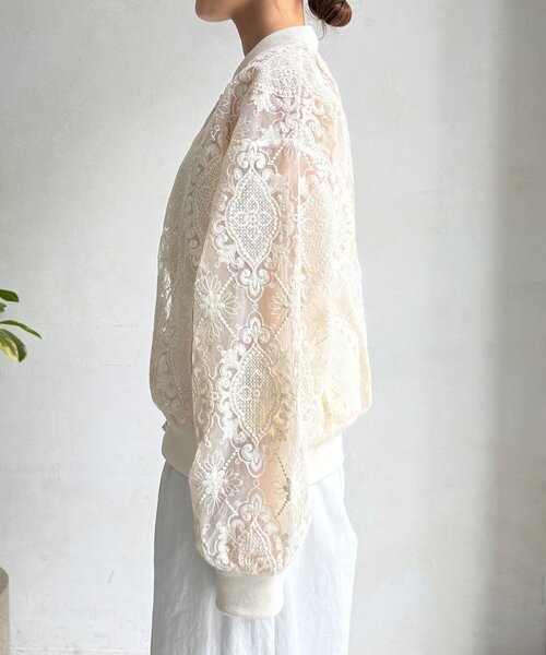 DouDou（ドゥドゥ）の「【WEB限定】チュールレースブルゾン（その他アウター・レディース・ブラック/アイボリー・FREE）」の13枚目の写真