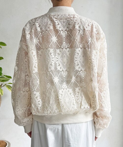 DouDou（ドゥドゥ）の「【WEB限定】チュールレースブルゾン（その他アウター・レディース・ブラック/アイボリー・FREE）」の14枚目の写真