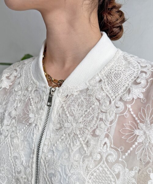 DouDou（ドゥドゥ）の「【WEB限定】チュールレースブルゾン（その他アウター・レディース・ブラック/アイボリー・FREE）」の15枚目の写真