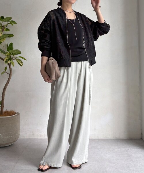 DouDou（ドゥドゥ）の「【WEB限定】チュールレースブルゾン（その他アウター・レディース・ブラック/アイボリー・FREE）」の22枚目の写真