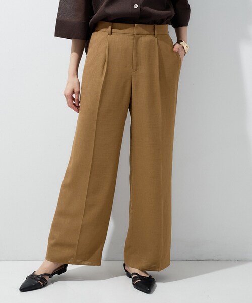 INDIVI（インディヴィ）の「【洗える／メッシュ素材／SETUP可能】ワイドパンツ（その他パンツ・レディース・キャメル/ブラック・36/40/38）」の2枚目の写真