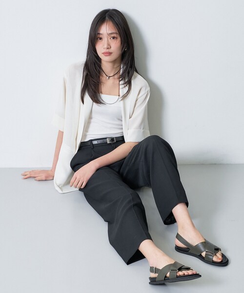 INDIVI(インディヴィ)の「【洗える/メッシュ素材/SETUP可能】ワイドパンツ(その他パンツ・レディース・キャメル/ブラック・36/40/38/19/05/13/15 )」の5枚目の写真