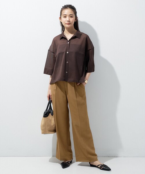 INDIVI(インディヴィ)の「【洗える/メッシュ素材/SETUP可能】ワイドパンツ(その他パンツ・レディース・キャメル/ブラック・36/40/38/19/05/13/15 )」の9枚目の写真