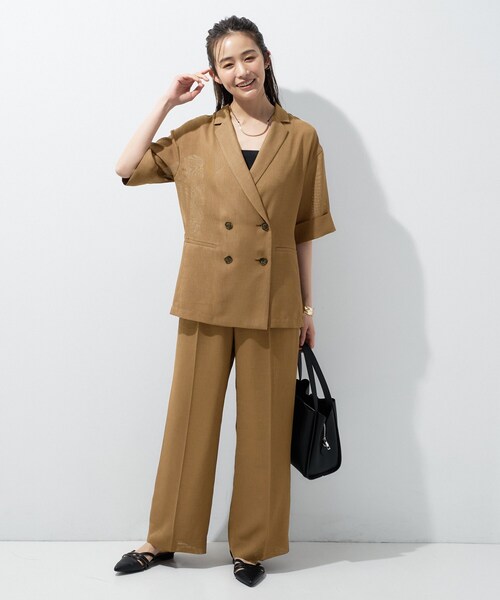 INDIVI(インディヴィ)の「【洗える/メッシュ素材/SETUP可能】ワイドパンツ(その他パンツ・レディース・キャメル/ブラック・36/40/38/19/05/13/15 )」の10枚目の写真