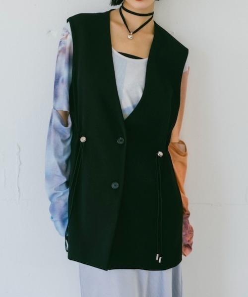 sahara（サハラ）の「Waist Draw String Vest/ウエストドローストリングベスト（ベスト・レディース・グレー/ブラック・FREE）」の2枚目の写真