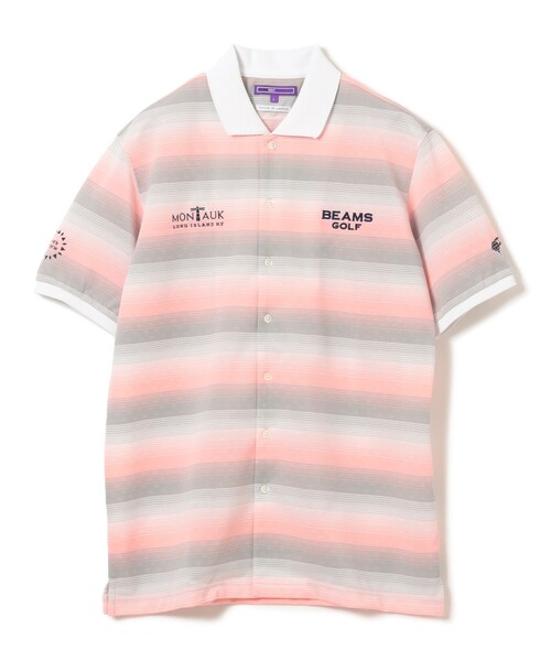 BEAMS GOLF(ビームスゴルフ)の「PURPLE LABEL / MONTAUK ボーダー シャツ(ポロシャツ・メンズ・ブルー/ピンク・SMALL/X-LARGE/LARGE/MEDIUM)」の2枚目の写真