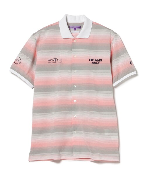 BEAMS GOLF(ビームスゴルフ)の「PURPLE LABEL / MONTAUK ボーダー シャツ(ポロシャツ・メンズ・ブルー/ピンク・SMALL/X-LARGE/LARGE/MEDIUM)」の3枚目の写真