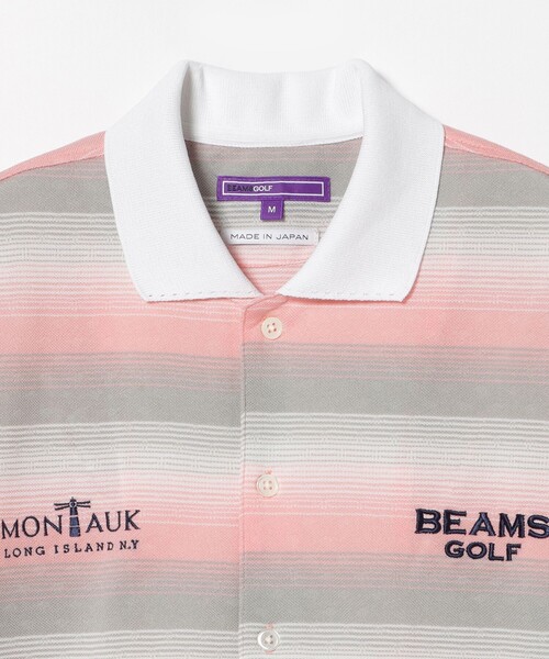 BEAMS GOLF(ビームスゴルフ)の「PURPLE LABEL / MONTAUK ボーダー シャツ(ポロシャツ・メンズ・ブルー/ピンク・SMALL/X-LARGE/LARGE/MEDIUM)」の4枚目の写真