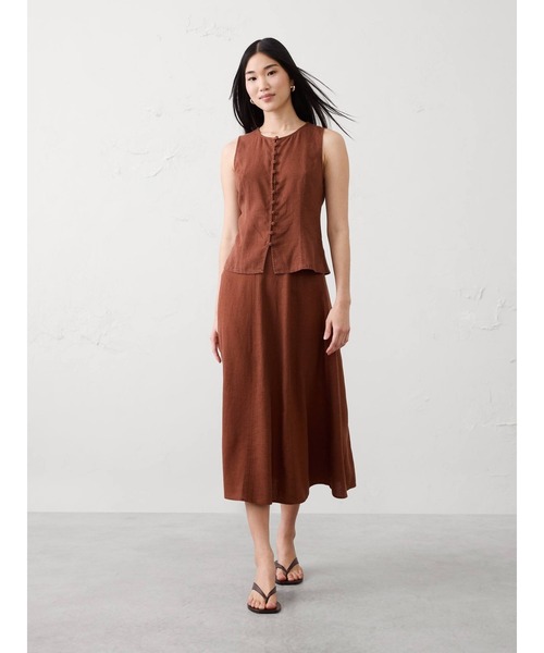 BANANA REPUBLIC FACTORY STORE(バナナリパブリック ファクトリーストア)の「BANANA REPUBLIC FACTORY STORE リネンブレンド シームド ミディスカート(スカート・レディース・ベージュ/ブラウン・4/2/0/8/6)」の4枚目の写真