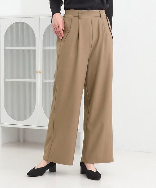 SHOO・LA・RUE（シューラルー）の「【洗濯機可/S-LL】フラップポケットがアクセント ヘリンボーンワイドパンツ（その他パンツ・レディース・ネイビー/グレー/ブラウン系・04/03/02/01）」の2枚目の写真