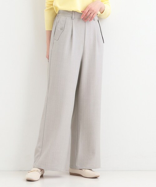 SHOO・LA・RUE（シューラルー）の「【洗濯機可/S-LL】フラップポケットがアクセント ヘリンボーンワイドパンツ（その他パンツ・レディース・ネイビー/グレー/ブラウン系・04/03/02/01）」の9枚目の写真