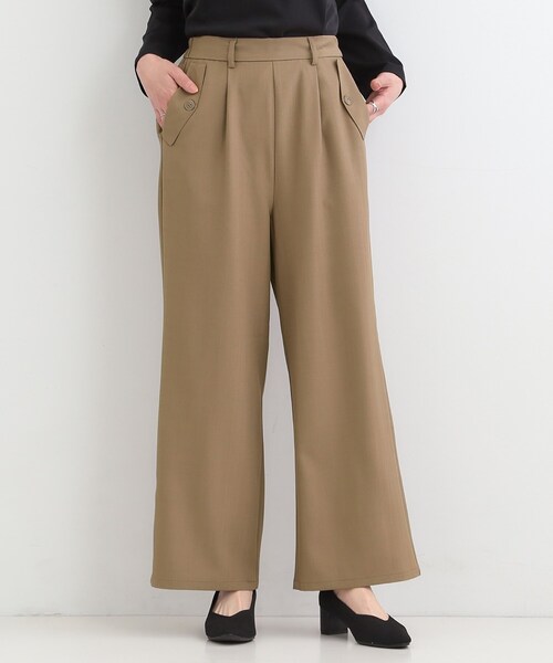 SHOO・LA・RUE（シューラルー）の「【洗濯機可/S-LL】フラップポケットがアクセント ヘリンボーンワイドパンツ（その他パンツ・レディース・ネイビー/グレー/ブラウン系・04/03/02/01）」の13枚目の写真