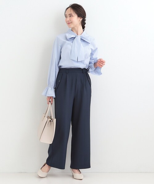 SHOO・LA・RUE（シューラルー）の「【洗濯機可/S-LL】フラップポケットがアクセント ヘリンボーンワイドパンツ（その他パンツ・レディース・ネイビー/グレー/ブラウン系・04/03/02/01）」の19枚目の写真