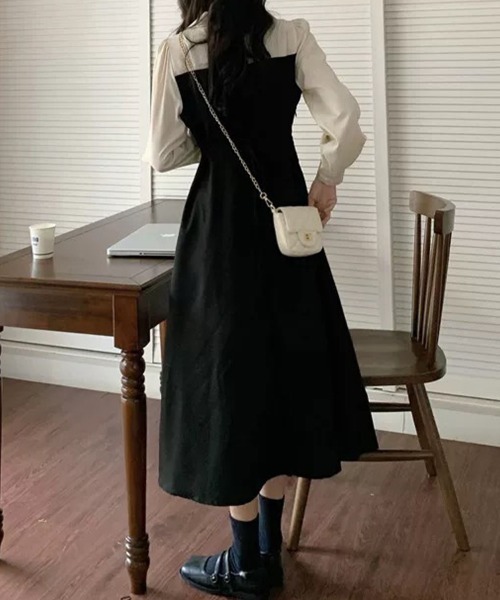 SallyLunn(サリーラン)の「レイヤード風フレアジャンパースカートワンピース(ワンピース・レディース・ブラック・X-LARGE/MEDIUM/LARGE)」の10枚目の写真