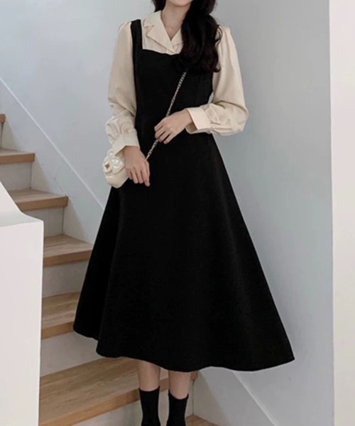 SallyLunn(サリーラン)の「レイヤード風フレアジャンパースカートワンピース(ワンピース・レディース・ブラック・X-LARGE/MEDIUM/LARGE)」の11枚目の写真