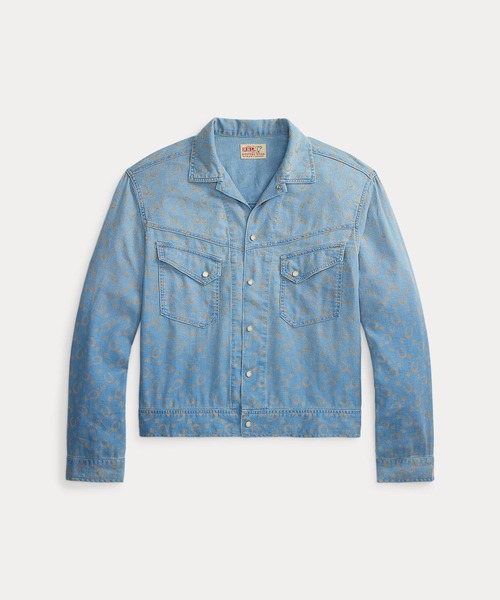 RRL(ダブル アール エル)の「ホースシュープリント デニム シャツ ジャケット(デニムジャケット・メンズ・ネイビー系1・XXL/XS/XL/S/M/L)」の1枚目の写真