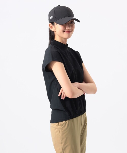 BEAMS GOLF(ビームスゴルフ)の「ORANGE LABEL / バックブラウス コンビ モックネックシャツ(スウェット・レディース・ホワイト/ブラック・S/L/M)」の2枚目の写真