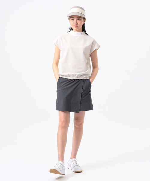 BEAMS GOLF(ビームスゴルフ)の「ORANGE LABEL / バックブラウス コンビ モックネックシャツ(スウェット・レディース・ホワイト/ブラック・S/L/M)」の3枚目の写真