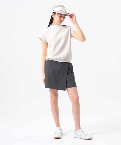 BEAMS GOLF(ビームスゴルフ)の「ORANGE LABEL / バックブラウス コンビ モックネックシャツ(スウェット・レディース・ホワイト/ブラック・S/L/M)」の4枚目の写真