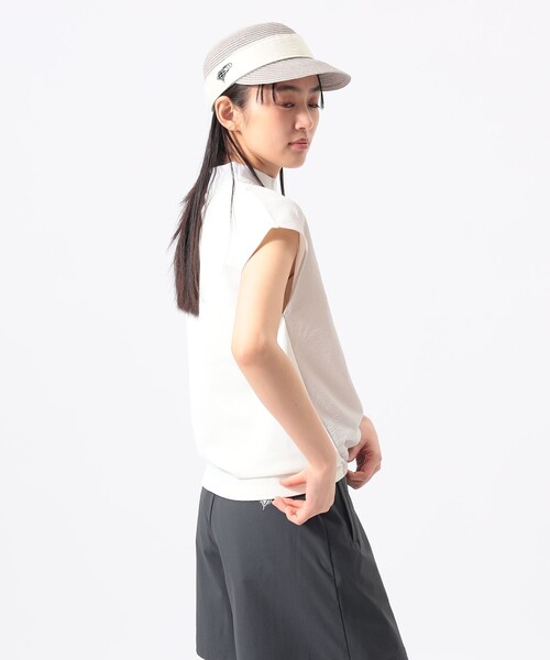 BEAMS GOLF(ビームスゴルフ)の「ORANGE LABEL / バックブラウス コンビ モックネックシャツ(スウェット・レディース・ホワイト/ブラック・S/L/M)」の5枚目の写真