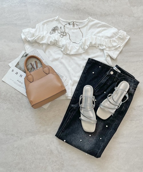 CHARME BY MICOLA(シャルムバイミコラ)の「ラッフルティアードフリルTシャツ(Tシャツ/カットソー・レディース・ホワイト・SMALL/MEDIUM/LARGE)」の6枚目の写真