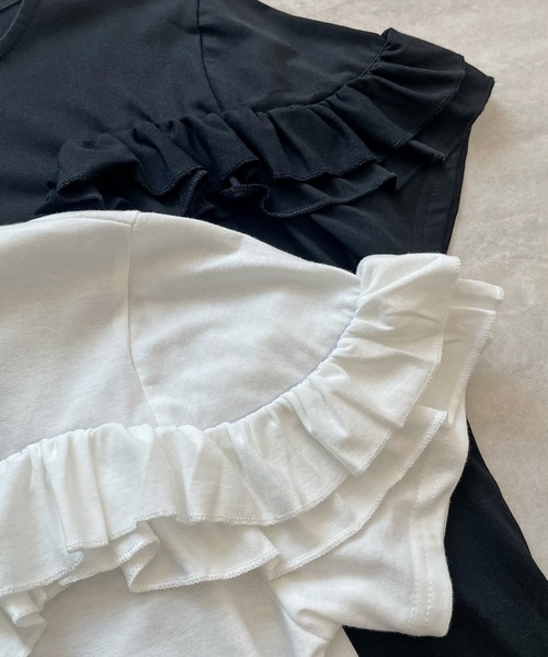 CHARME BY MICOLA(シャルムバイミコラ)の「ラッフルティアードフリルTシャツ(Tシャツ/カットソー・レディース・ホワイト・SMALL/MEDIUM/LARGE)」の7枚目の写真