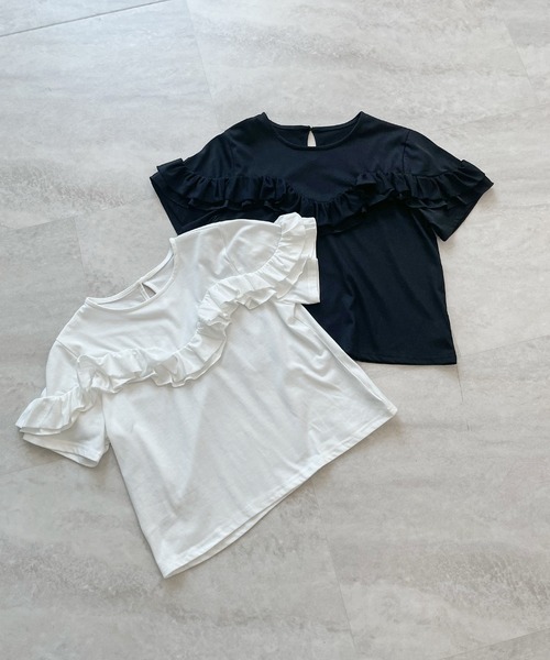 CHARME BY MICOLA(シャルムバイミコラ)の「ラッフルティアードフリルTシャツ(Tシャツ/カットソー・レディース・ホワイト・SMALL/MEDIUM/LARGE)」の8枚目の写真