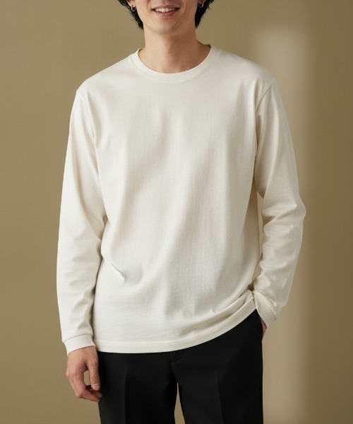 LIFEMAX(ライフマックス)の「【LIFEMAX/ライフマックス】スラブ長袖Tシャツ/ロンT 長袖 素材感 ヴィンテージテイスト シンプル デイリー(Tシャツ/カットソー・メンズ・オフホワイト/ブラック/ネイビー・XX-LARGE/X-LARGE/MEDIUM/LARGE/SMALL)」の2枚目の写真