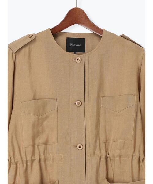 Te chichi(テチチ)の「ノーカラーサファリジャケット《2026 spring catalog item》(ノーカラージャケット・レディース・ベージュ/ネイビー/ブラウン・F)」の21枚目の写真