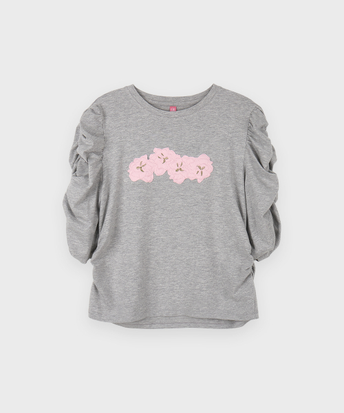 SINOON(シヌーン)の「Soft Shirring T-Shirt (Melange Grey)(Tシャツ/カットソー・レディース・ミックスグレー・SMALL/MEDIUM)」の4枚目の写真