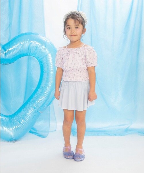 BRANSHES（ブランシェス）の「【水着 / SWIM】パフスリーブタンキニ（スイムグッズ・キッズ・ブルー/ブラック/ラベンダー・130/120/150/140/110/100/90）」の13枚目の写真