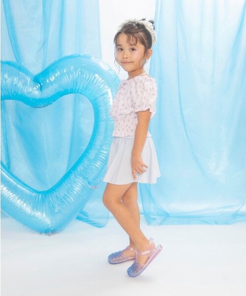 BRANSHES（ブランシェス）の「【水着 / SWIM】パフスリーブタンキニ（スイムグッズ・キッズ・ブルー/ブラック/ラベンダー・130/120/150/140/110/100/90）」の14枚目の写真