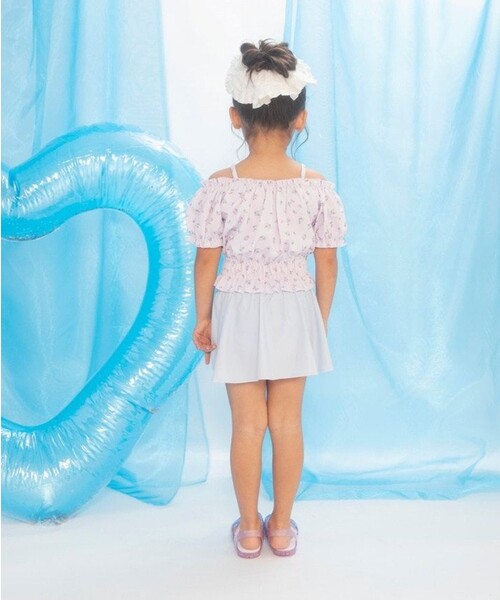 BRANSHES（ブランシェス）の「【水着 / SWIM】パフスリーブタンキニ（スイムグッズ・キッズ・ブルー/ブラック/ラベンダー・130/120/150/140/110/100/90）」の15枚目の写真