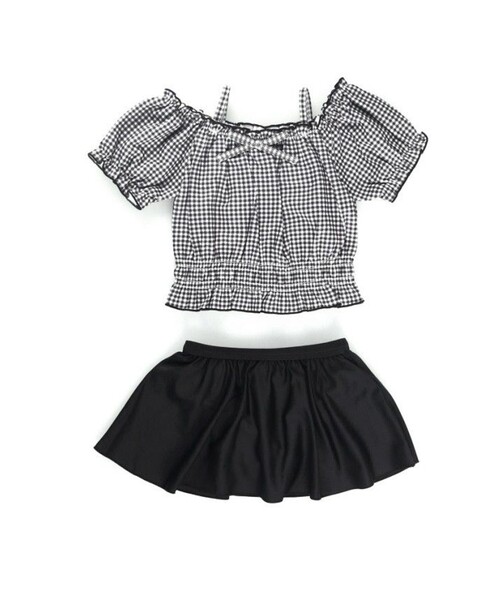 BRANSHES（ブランシェス）の「【水着 / SWIM】パフスリーブタンキニ（スイムグッズ・キッズ・ブルー/ブラック/ラベンダー・130/120/150/140/110/100/90）」の6枚目の写真