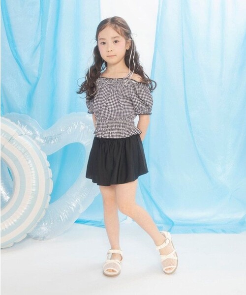 BRANSHES（ブランシェス）の「【水着 / SWIM】パフスリーブタンキニ（スイムグッズ・キッズ・ブルー/ブラック/ラベンダー・130/120/150/140/110/100/90）」の8枚目の写真