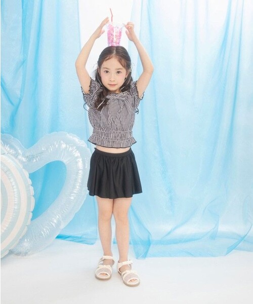 BRANSHES（ブランシェス）の「【水着 / SWIM】パフスリーブタンキニ（スイムグッズ・キッズ・ブルー/ブラック/ラベンダー・130/120/150/140/110/100/90）」の9枚目の写真